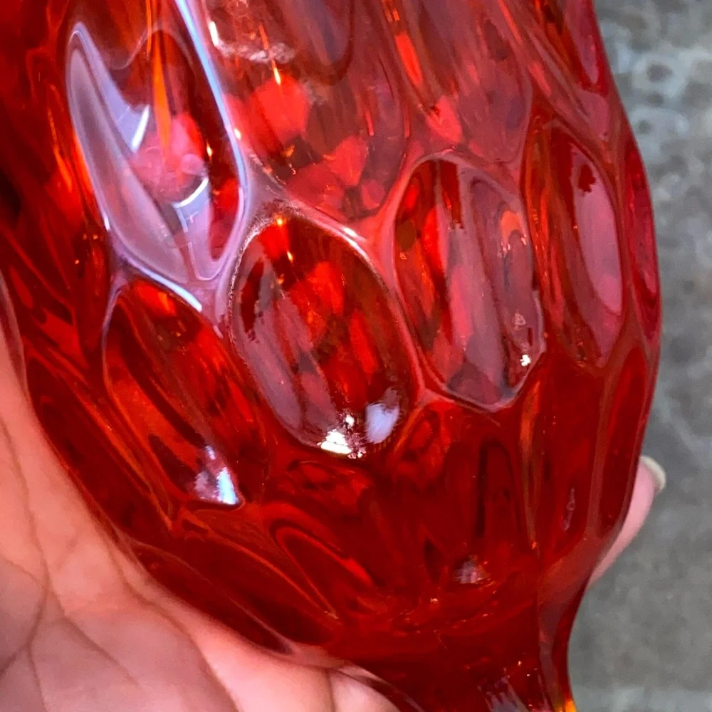 vtg Fenton Amberina Glass Handkerchief Vase
